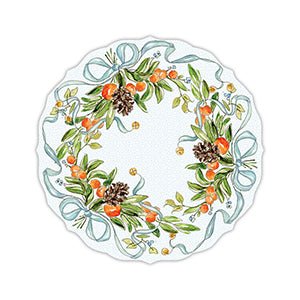 Handpainted Christmas Citrus Wreath Posh Die-Cut Placemat