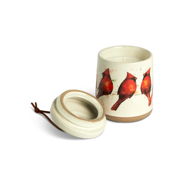 Cardinals on a Wire Candle with Lid- Himalayan Citrus