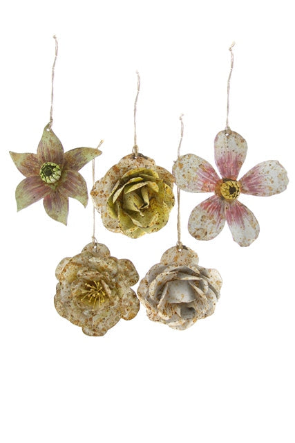 Tin Flower Ornaments, Multiple Styles