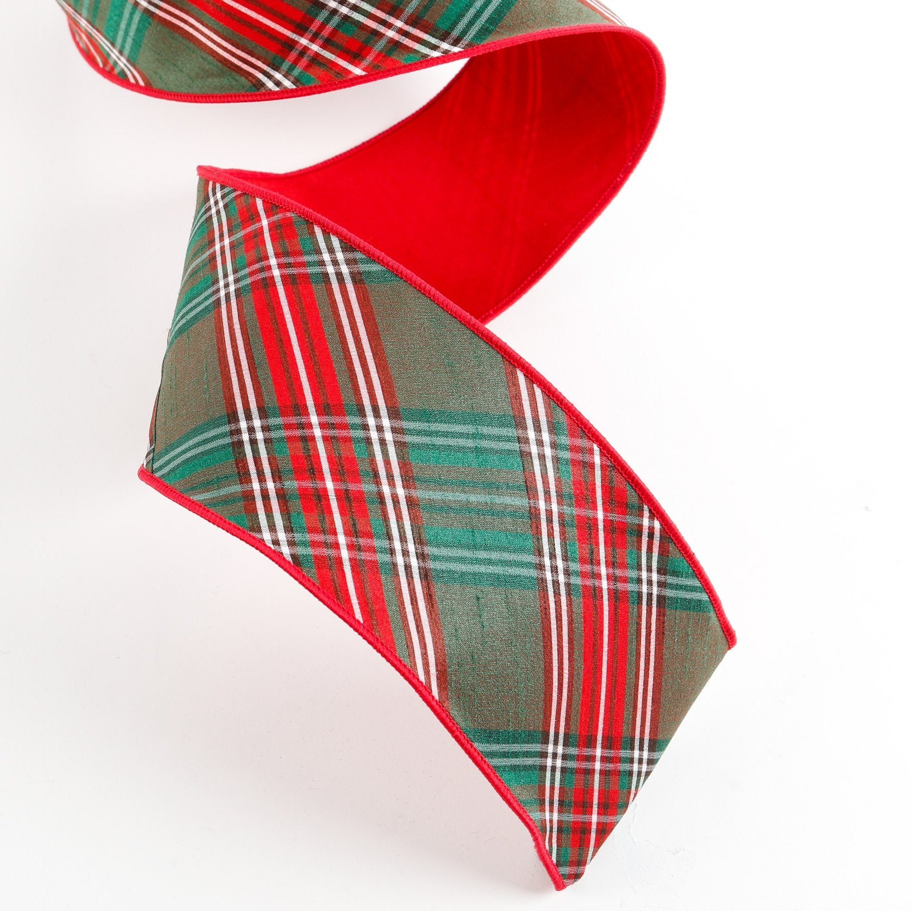 Green/Red/White Diagonal, Fused Red Back Ribbon