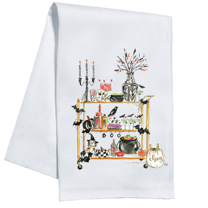 Halloween Bar Cart Kitchen Towel