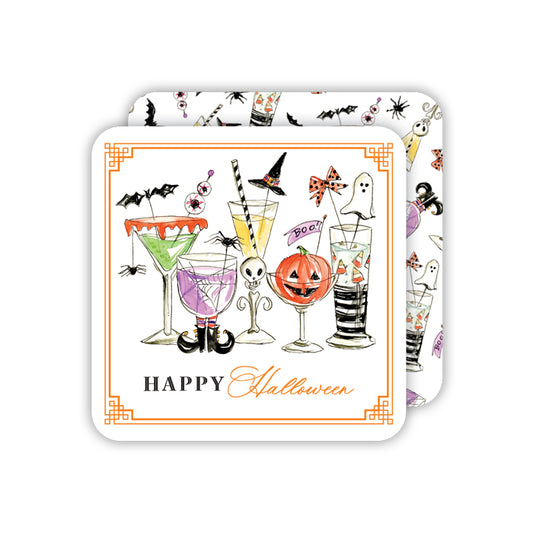 Handpainted Halloween Cocktails Paper Coasters