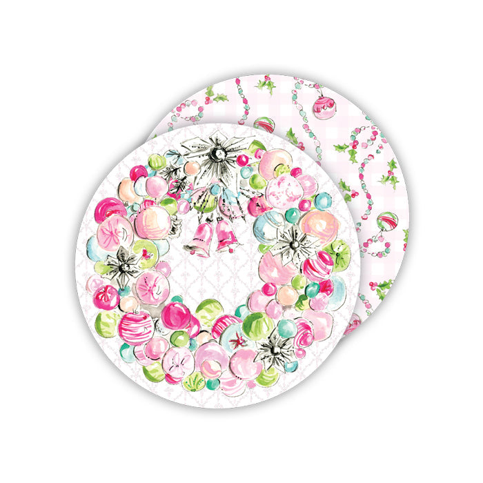 Vintage Ornament Wreath Paper Coaster