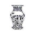 Handpainted Black Chinoiserie Urn with Spider Webs Die-Cut Accents