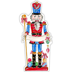 Handpainted Red Nutcracker with Banner Die-Cut Accents