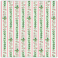 Greenery with Holly Berries Stripe Pattern Square Placemats - Mistletoe Market