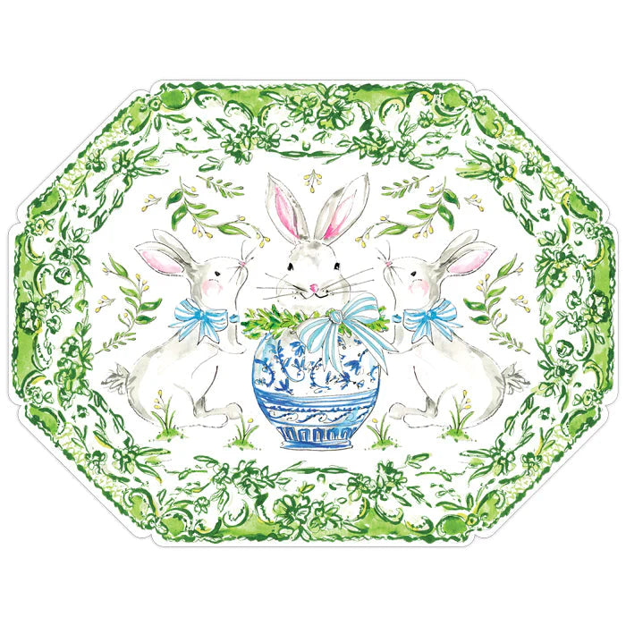 Chinoiserie Egg Bunny Posh Die-Cut Placemat