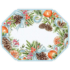 Handpainted Christmas Citrus with Pine Cones Posh Die-Cut Placemats