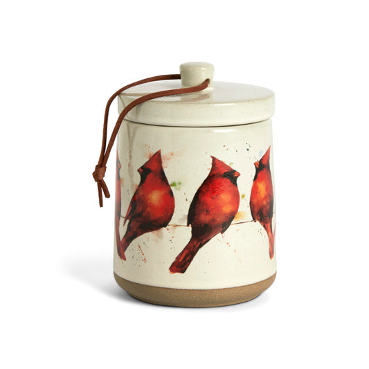 Cardinals on a Wire Candle with Lid- Himalayan Citrus