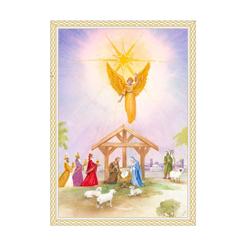 Golden Angel Nativity Small Boxed Christmas Cards