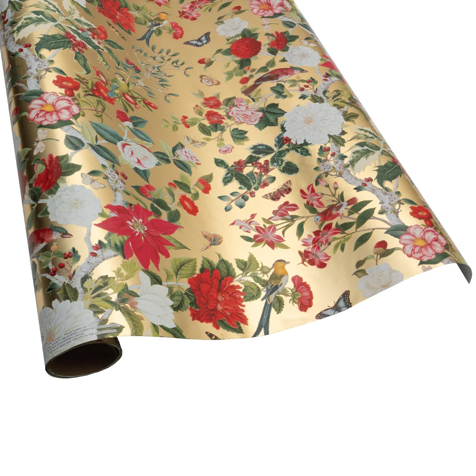 Christmas Chinoiserie Gold Foil Roll Wrap