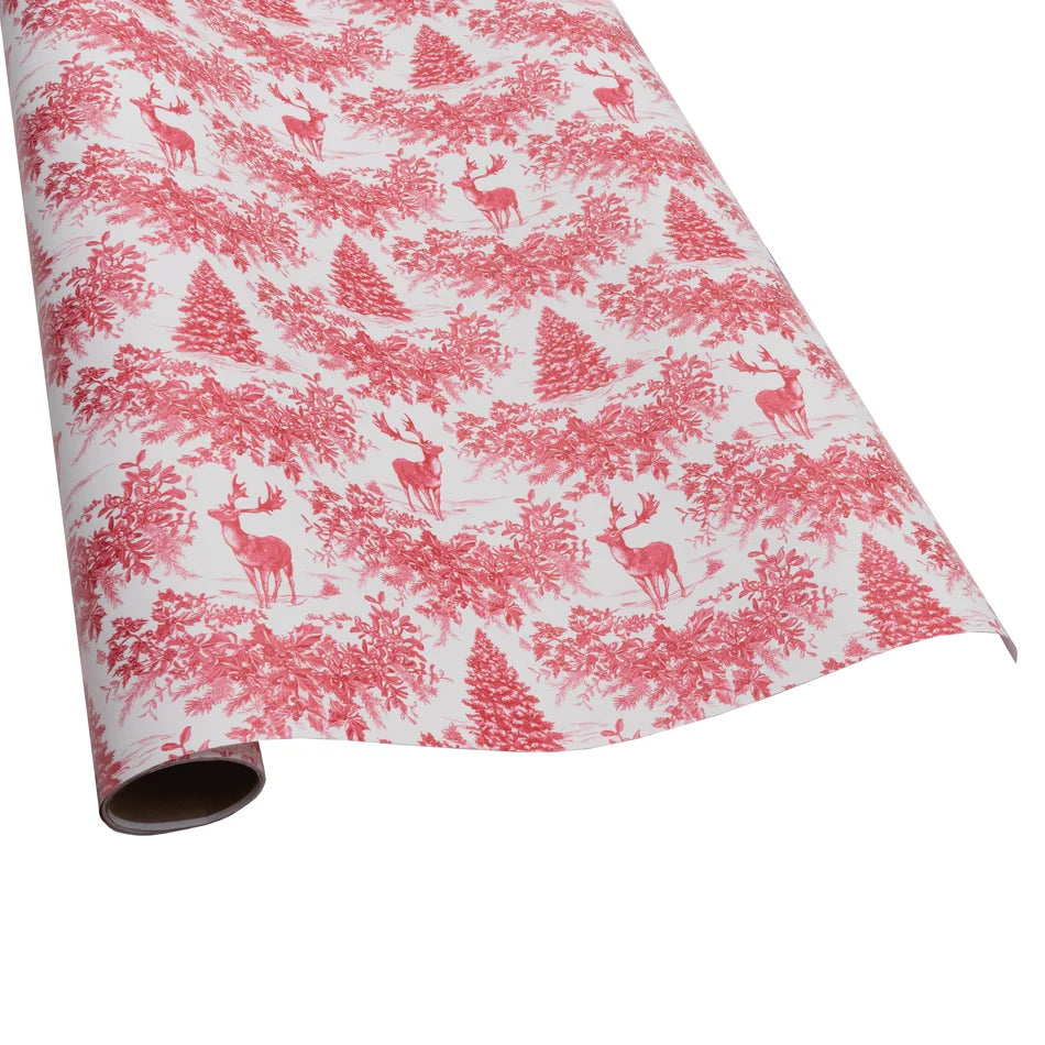 Christmas Toile Red Roll Wrap