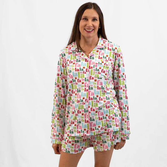 FaLaLa Long Sleeve Button Up Sleep Shirt