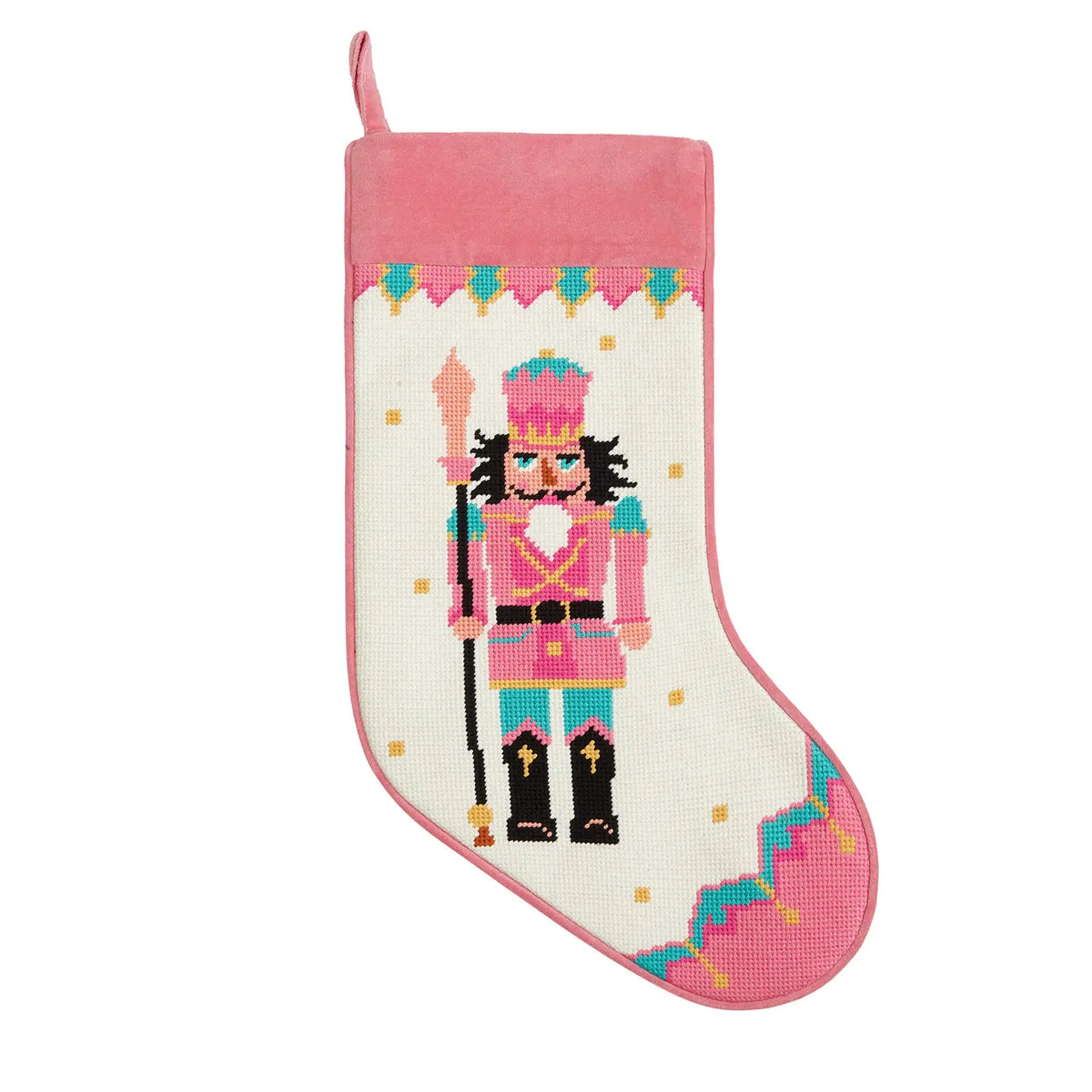 Nutcracker Embroidered Needlepoint Stocking