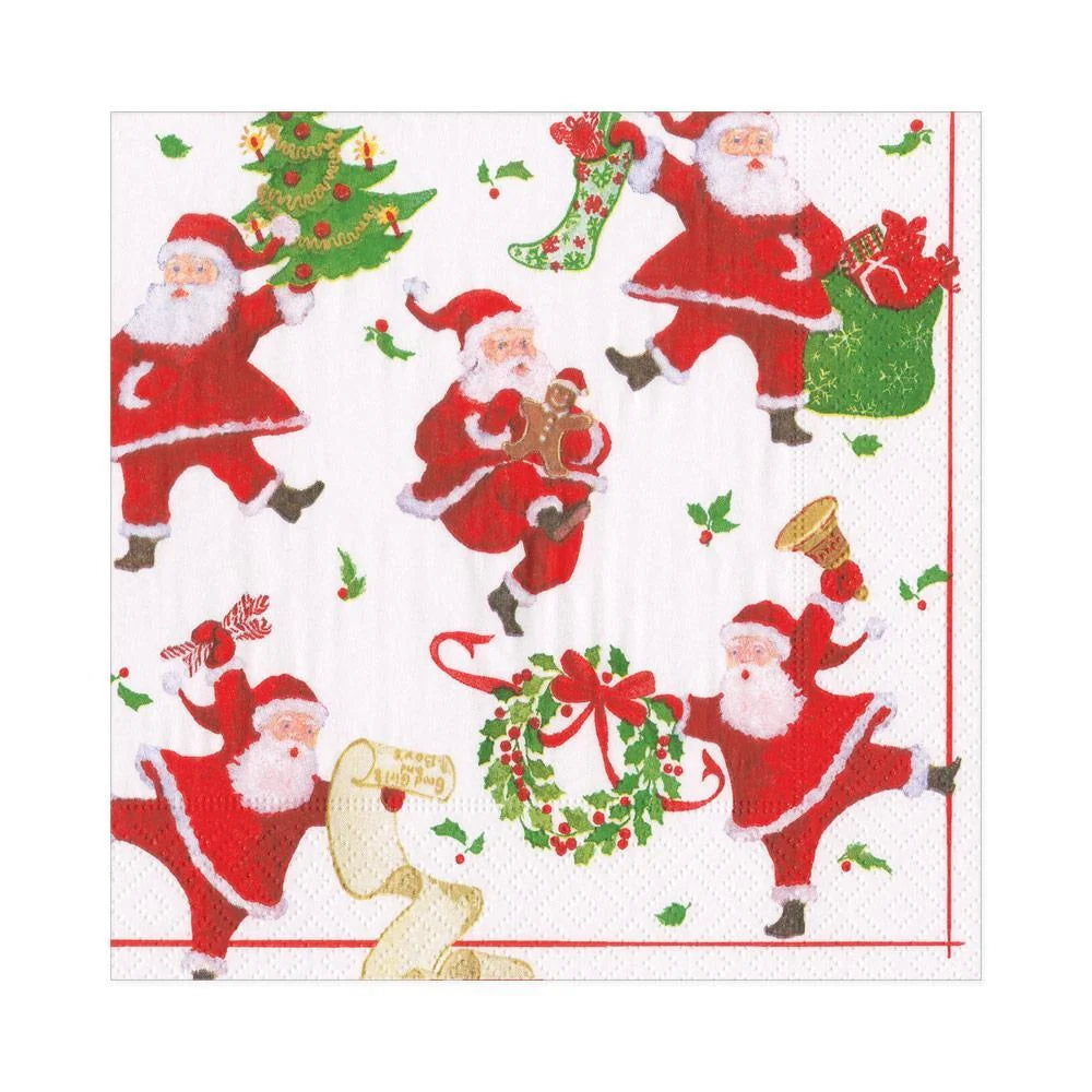 Dancing Santas Paper Luncheon Napkins
