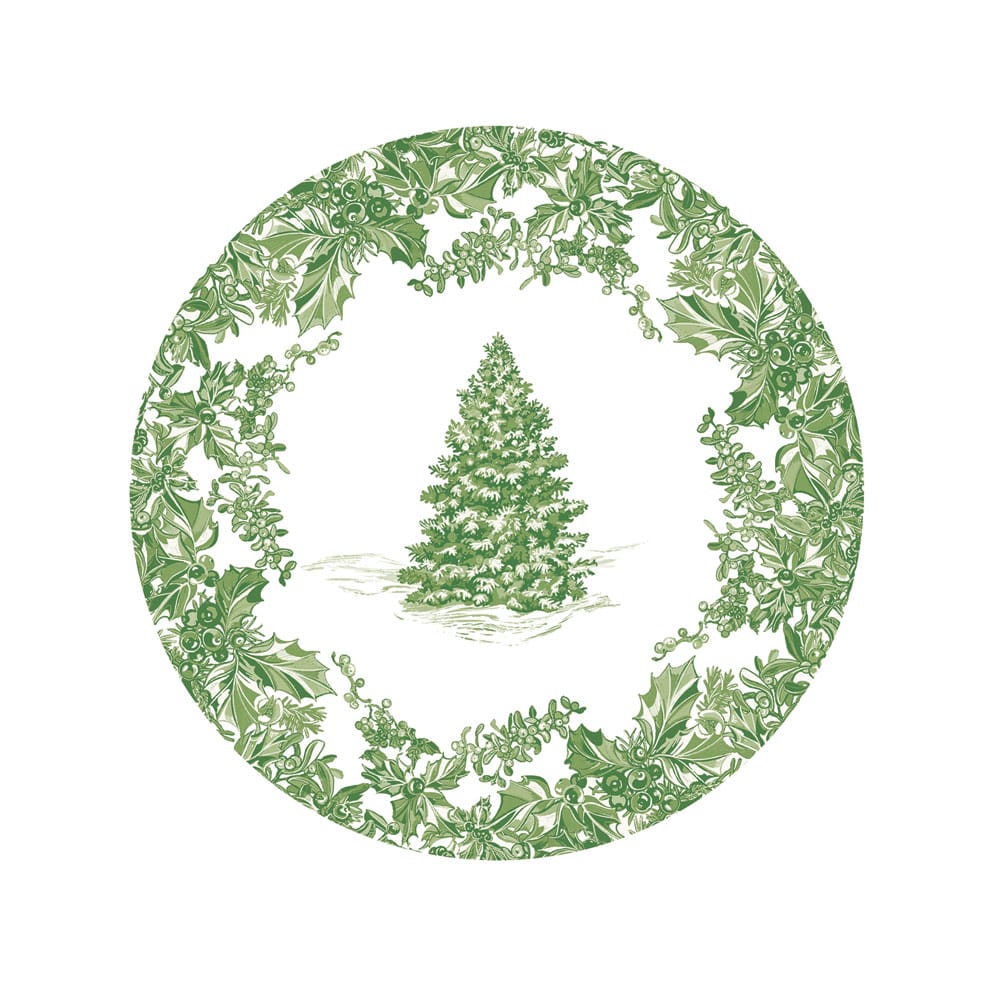 Christmas Tree Toile Sage/White Salad/Dessert Plates