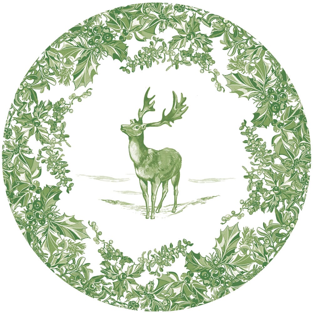 Stag Toile Sage/White Luxury Paper Dinner Plates