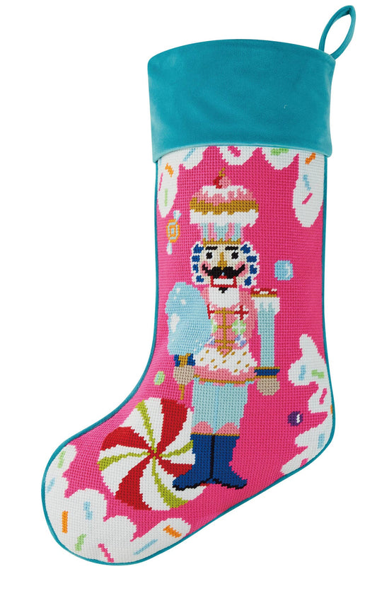 Colonel Cupcake Embroidered Needlepoint  Stocking