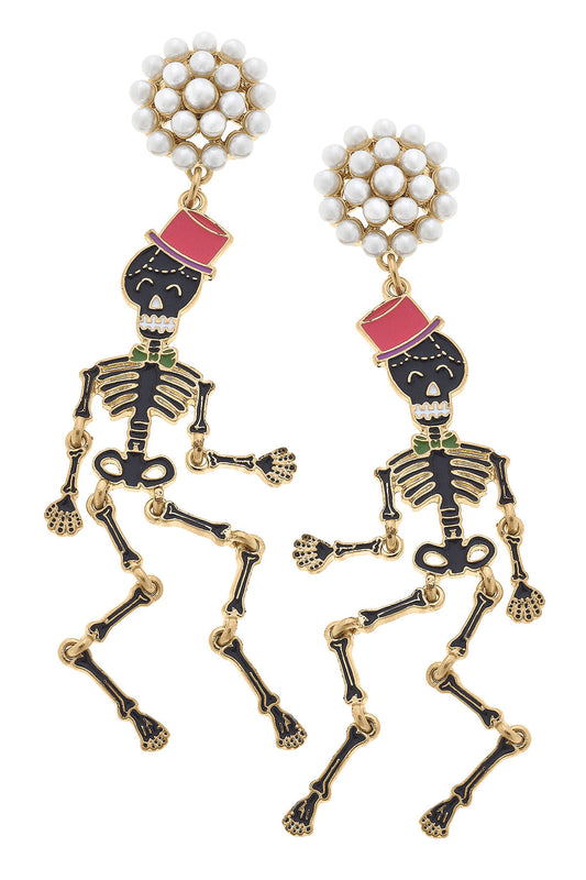 Halloween Enamel Skeleton Earrings