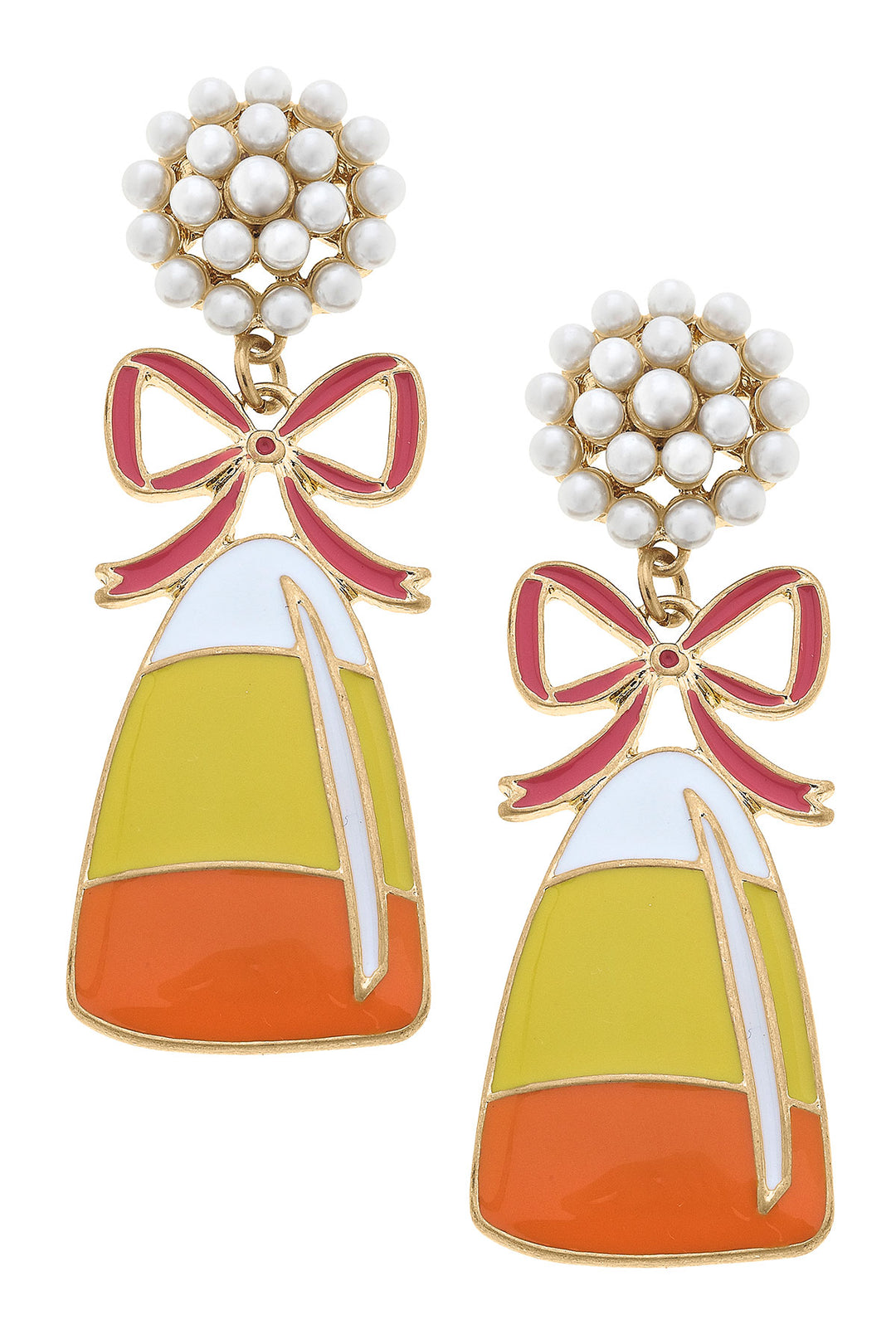 Halloween Enamel Candy Corn Earrings