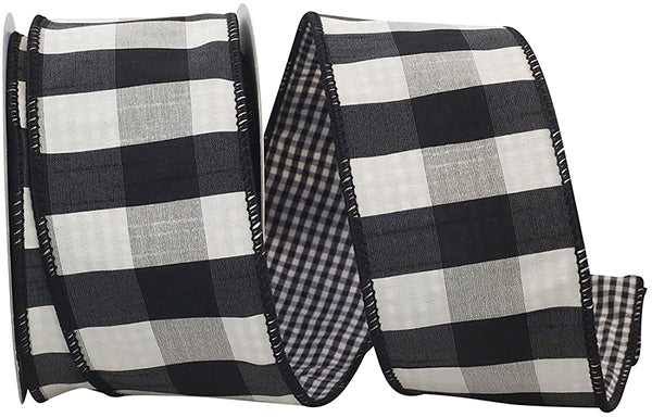 Black & White Check 2 Sided Ribbon