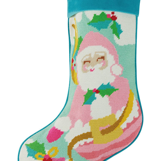 Papa Noel Embroidered Needlepoint Stocking