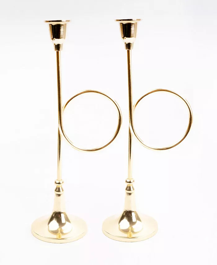 French Horn Candlestick-Gold