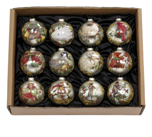 12 Days of Christmas Ornaments, Set- 4.5"