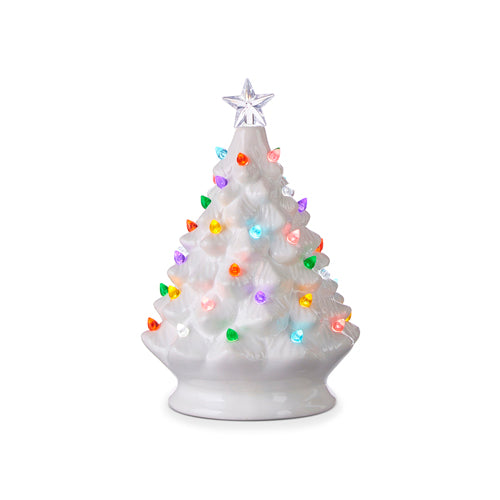 Vintage Lighted Tree with Timer- White