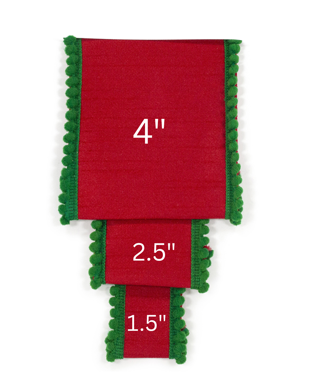 Pom Pom Mini Edge Trimming Dupioni Ribbon- Red/Green