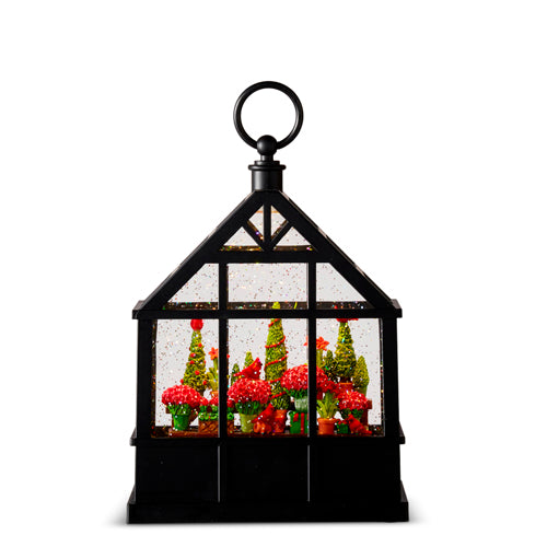 Christmas Flowers & Cardinals Lighted Water Greenhouse