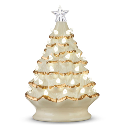 Vintage Lighted Tree- White & Gold