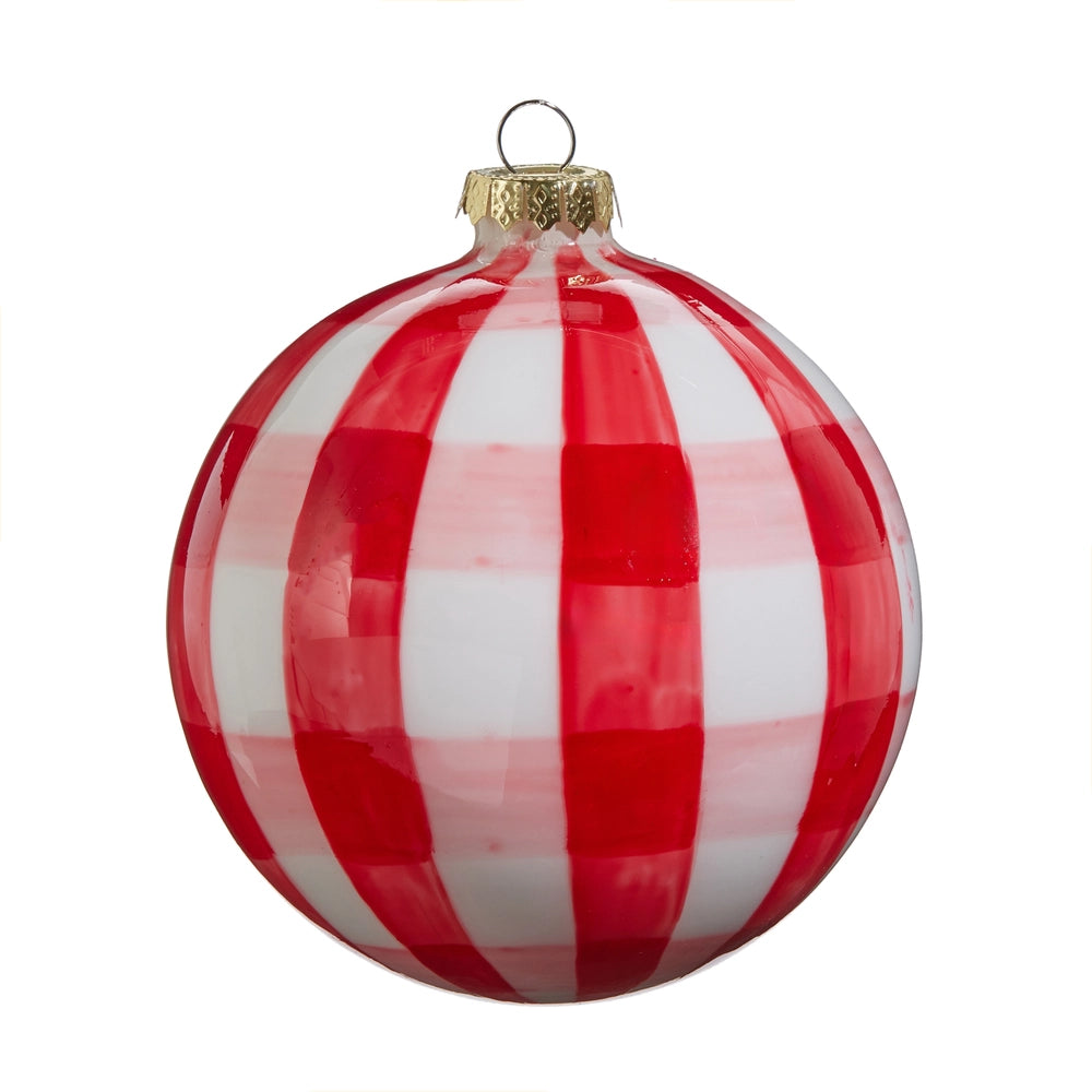 Red Gingham Ball Ornament