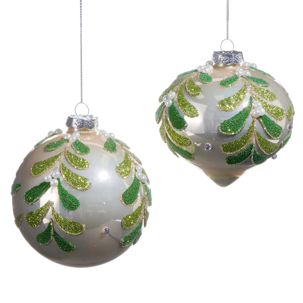 4" Ivory Pearl Mistletoe Ornament