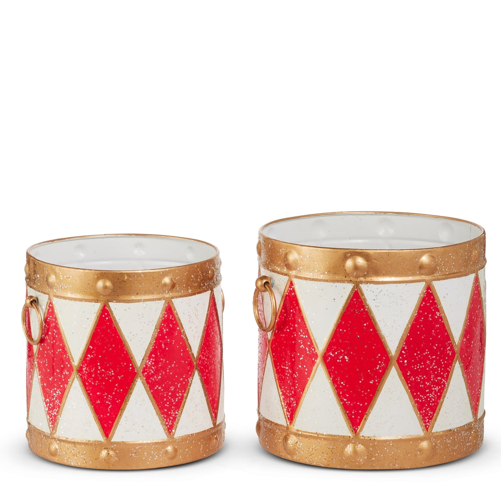 Red and White Drum Buckets