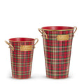 Red, Green and Gold Plaid Bucket Decor