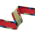 Reversible Dupioni Ribbon- Red/Apple Green w/ Plaid Cording