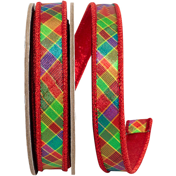 Plaid Metallic Jewel Tone- Red Backed