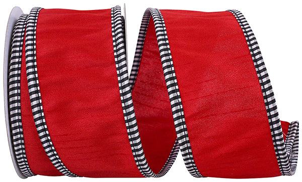 Dupioni Check Edge Ribbon- Red/Black/White