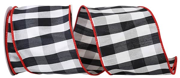 Grand Gingham Check Ribbon- Black/White/Red