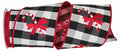 Candy Cane Embroidery Dupioni Check Ribbon