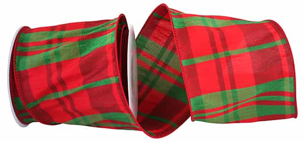Classic Dupioni Plaid- Red/Green