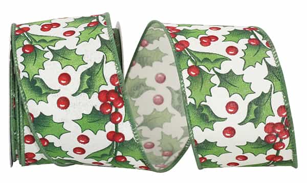 Holly Berry Simplicity Linen Ribbon