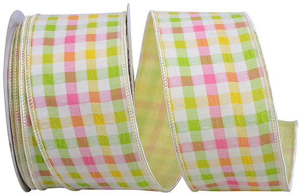 Bright Pastel Check Seersucker Ribbon