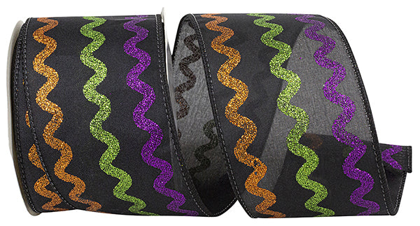 Rick-Rack Glitter Halloween Linen Ribbon