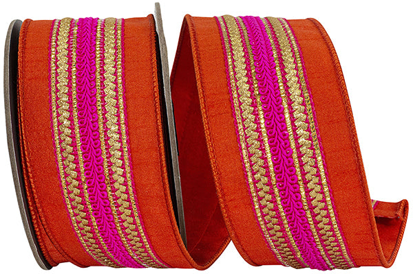 Regal Stripe Orange Trimming Dupioni Ribbon