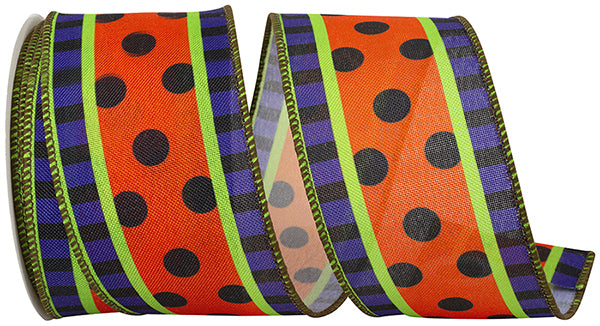 Halloween Festive Dot Ticking Linen Ribbon