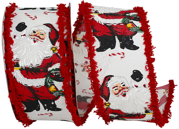 Santa Standing Smiles Frizzette Ribbon