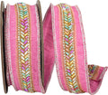 Beaded Dupioni Glitter Ribbon-Pink