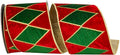 Drum Diamond Plush Velvet Ribbon-Red/Green